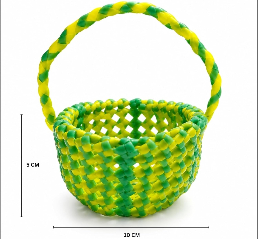 Handwoven Mini Basket with Handle – Colorful Gift & Décor Basket (Set of 1)